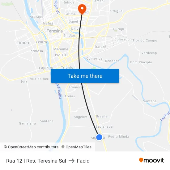 Rua 12 | Res. Teresina Sul to Facid map