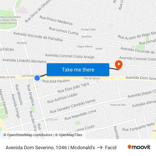 Avenida Dom Severino, 1046 | Mcdonald's to Facid map