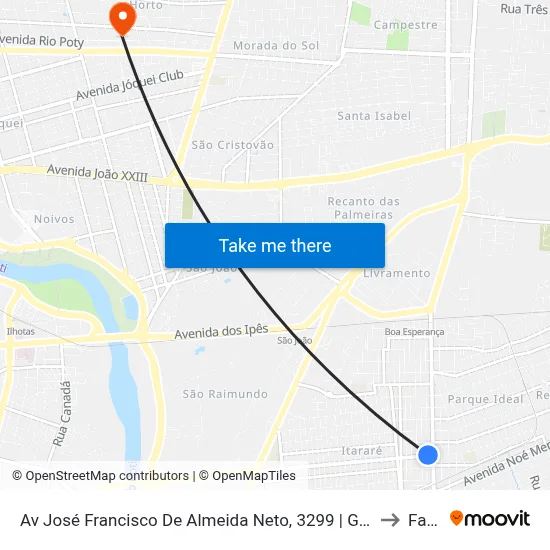 Av José Francisco De Almeida Neto, 3299 | Gilson Tintas to Facid map