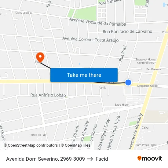 Avenida Dom Severino, 2969-3009 to Facid map