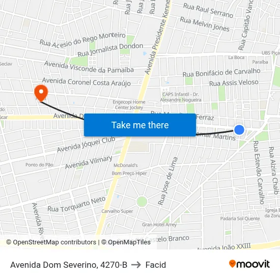 Avenida Dom Severino, 4270-B to Facid map