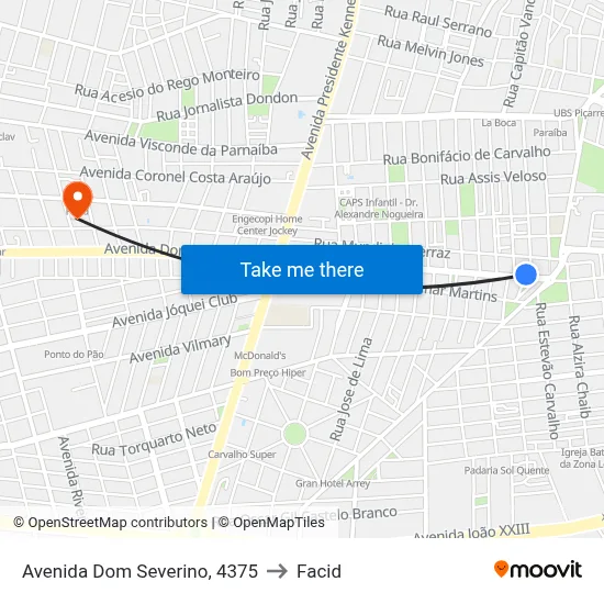 Avenida Dom Severino, 4375 to Facid map