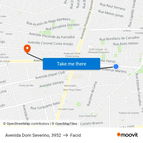 Avenida Dom Severino, 3952 to Facid map