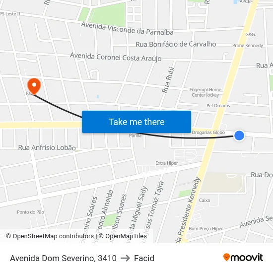 Avenida Dom Severino, 3410 to Facid map