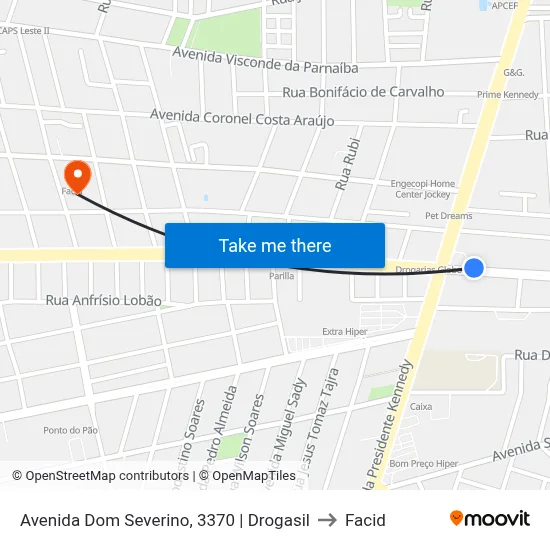 Avenida Dom Severino, 3370 | Drogasil to Facid map