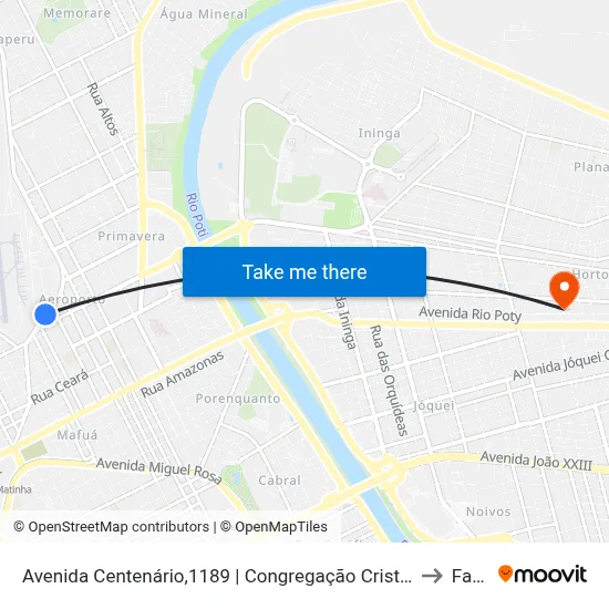Avenida Centenário,1189 | Congregação Cristã No Brasil to Facid map