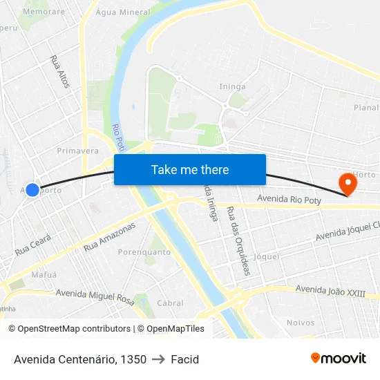 Avenida Centenário, 1350 to Facid map