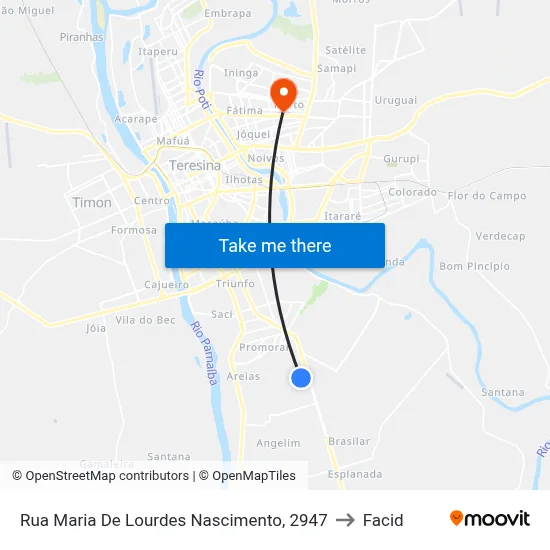 Rua Maria De Lourdes Nascimento, 2947 to Facid map