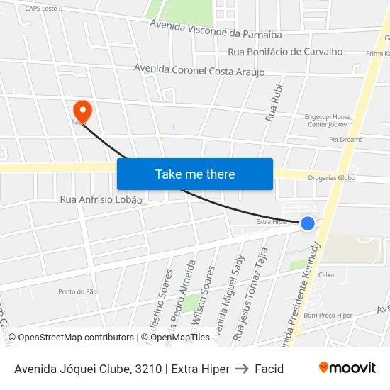 Avenida Jóquei Clube, 3210 | Extra Hiper to Facid map