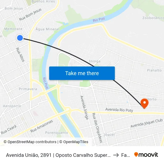 Avenida União, 2891 | Oposto Carvalho Supermercado to Facid map