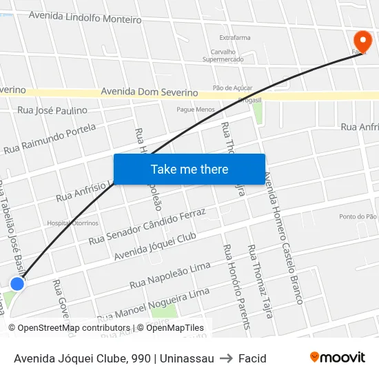 Avenida Jóquei Clube, 990 | Uninassau to Facid map