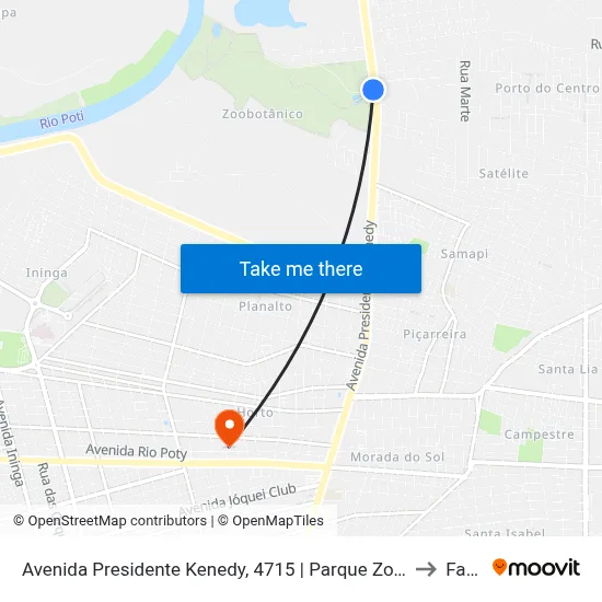 Avenida Presidente Kenedy, 4715 | Parque Zoobotânico to Facid map