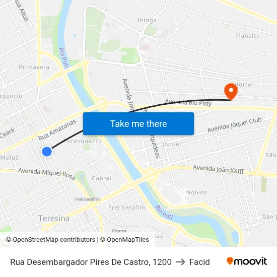 Rua Desembargador Pires De Castro, 1200 to Facid map