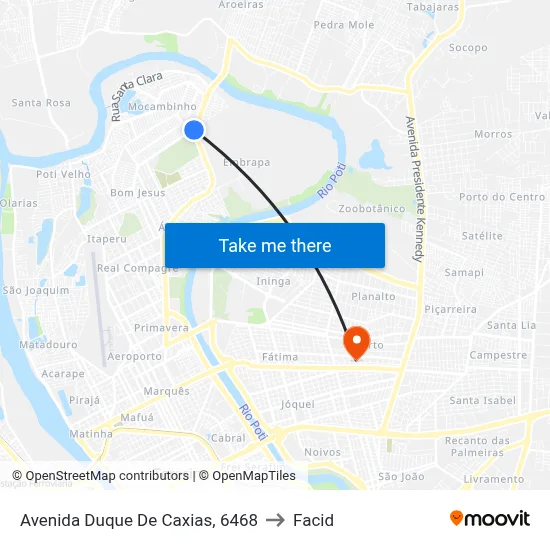Avenida Duque De Caxias, 6468 to Facid map