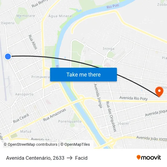 Avenida Centenário, 2633 to Facid map