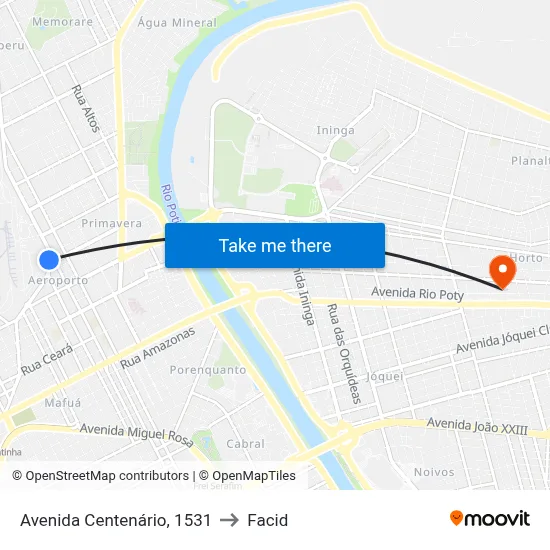 Avenida Centenário, 1531 to Facid map