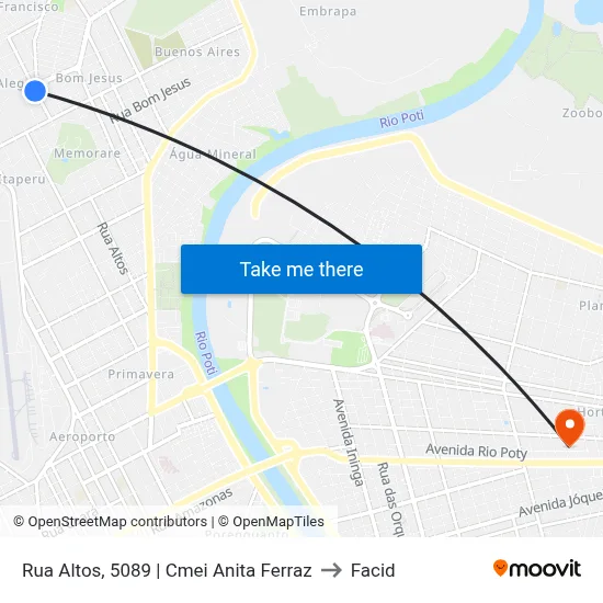 Rua Altos, 5089 | Cmei Anita Ferraz to Facid map