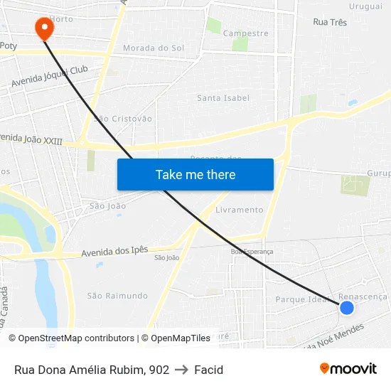 Rua Dona Amélia Rubim, 902 to Facid map