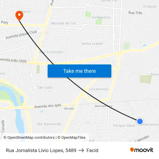 Rua Jornalista Lívio Lopes, 5489 to Facid map
