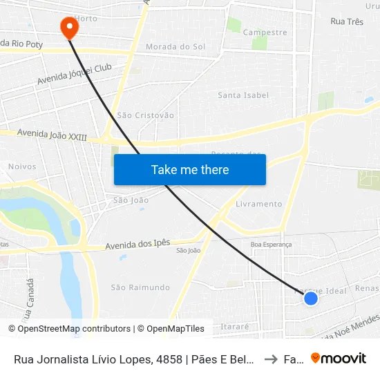 Rua Jornalista Lívio Lopes, 4858 | Pães E Beleza Panificadora to Facid map