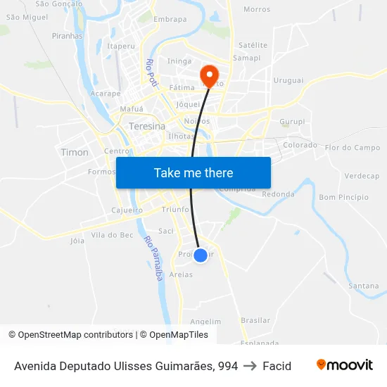Avenida Deputado Ulisses Guimarães, 994 to Facid map
