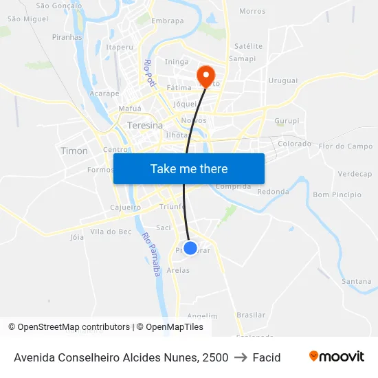Avenida Conselheiro Alcides Nunes, 2500 to Facid map