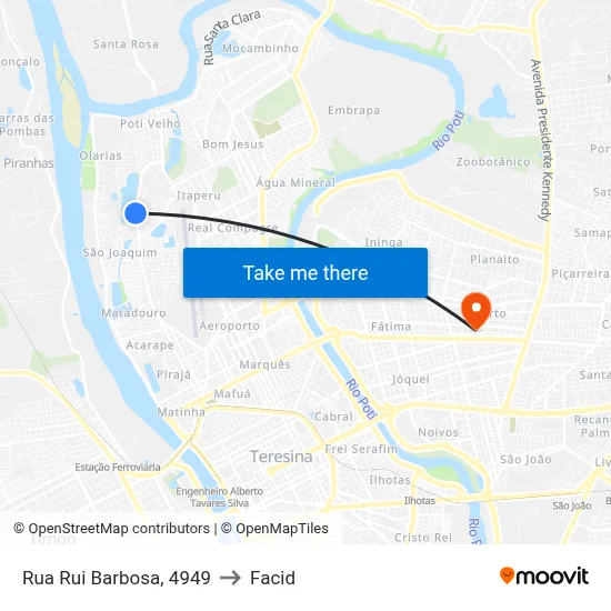 Rua Rui Barbosa, 4949 to Facid map
