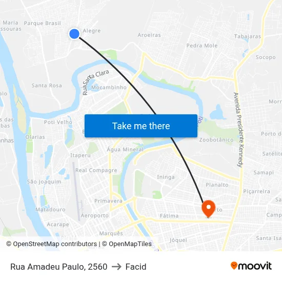 Rua Amadeu Paulo, 2560 to Facid map