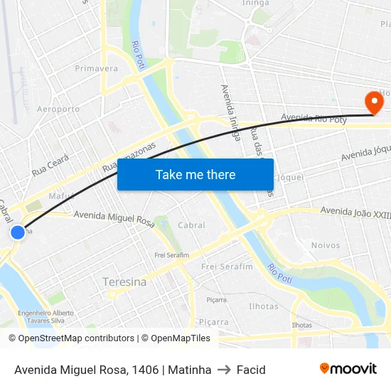 Avenida Miguel Rosa, 1406 | Matinha to Facid map