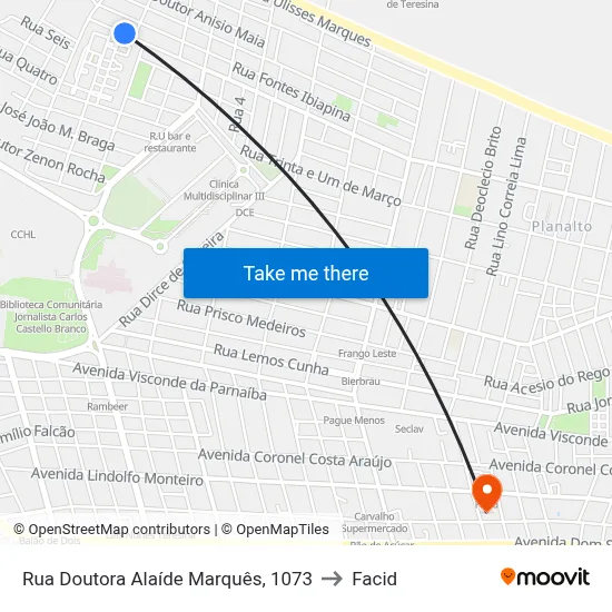 Rua Doutora Alaíde Marquês, 1073 to Facid map
