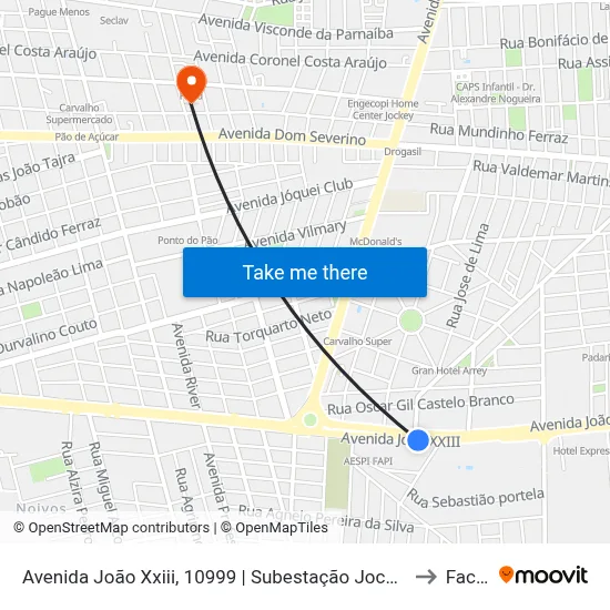 Avenida João Xxiii, 10999 | Subestação Jockey to Facid map