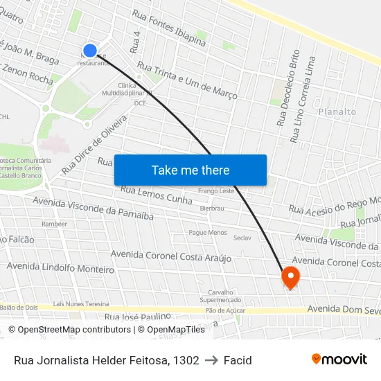Rua Jornalista Helder Feitosa, 1302 to Facid map