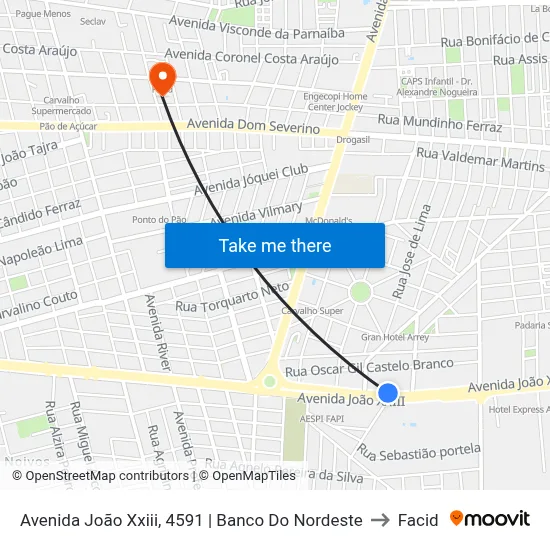 Avenida João Xxiii, 4591 | Banco Do Nordeste to Facid map