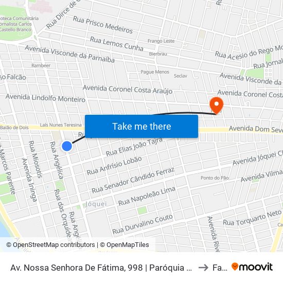 Av. Nossa Senhora De Fátima, 998 | Paróquia Nossa Sra. De Fátima to Facid map