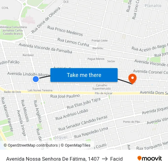 Avenida Nossa Senhora De Fátima, 1407 to Facid map