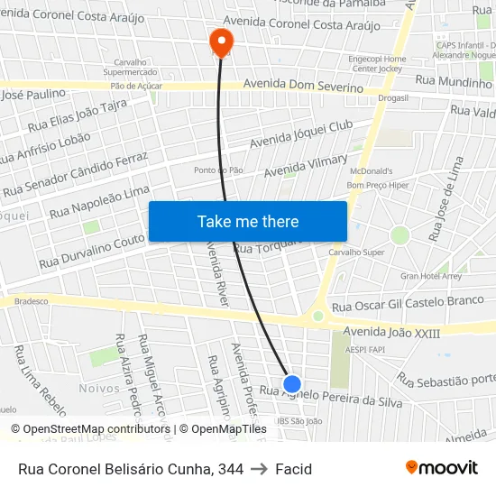 Rua Coronel Belisário Cunha, 344 to Facid map