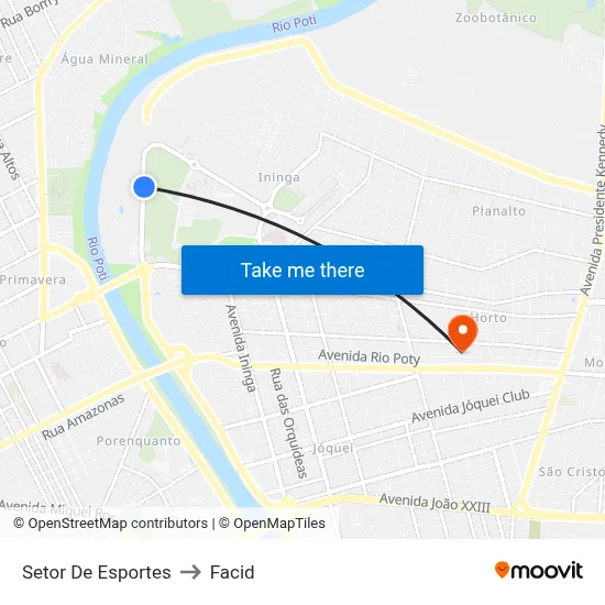 Setor De Esportes to Facid map