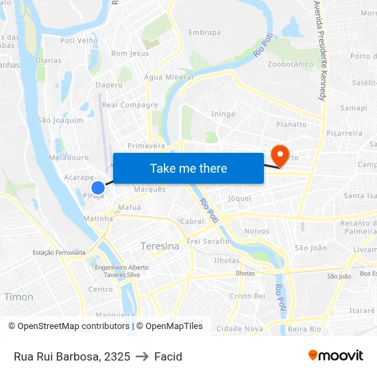 Rua Rui Barbosa, 2325 to Facid map