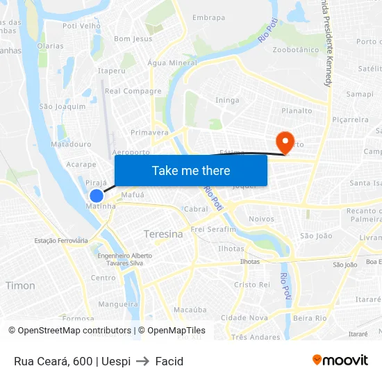Rua Ceará, 600 | Uespi to Facid map