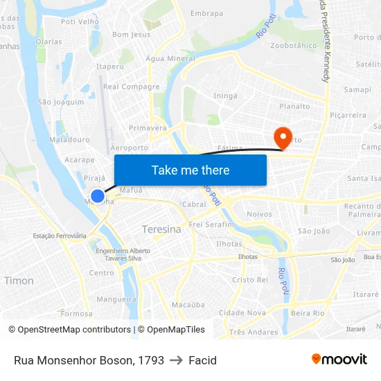 Rua Monsenhor Boson, 1793 to Facid map