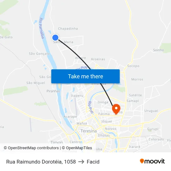 Rua Raimundo Dorotéia, 1058 to Facid map