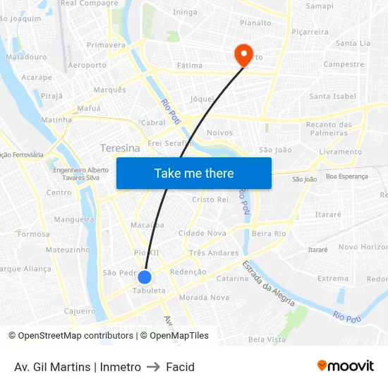 Av. Gil Martins | Inmetro to Facid map