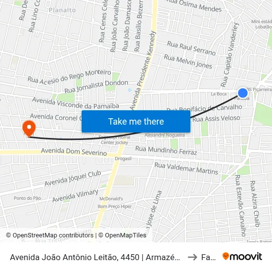 Avenida João Antônio Leitão, 4450 | Armazém Paraíba to Facid map