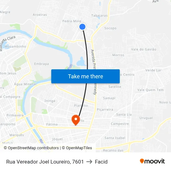 Rua Vereador Joel Loureiro, 7601 to Facid map