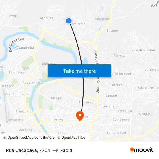 Rua Caçapava, 7704 to Facid map