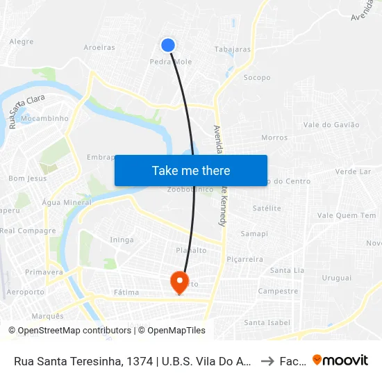 Rua Santa Teresinha, 1374 | U.B.S. Vila Do Avião to Facid map
