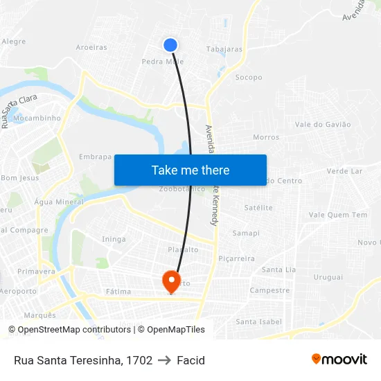 Rua Santa Teresinha, 1702 to Facid map