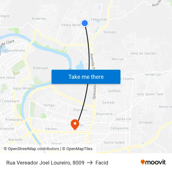 Rua Vereador Joel Loureiro, 8009 to Facid map