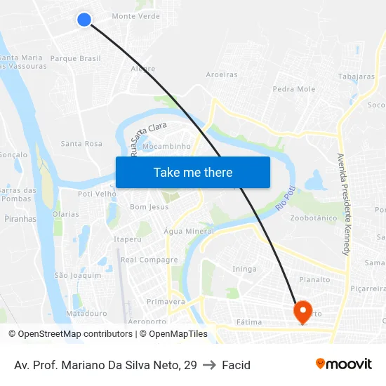 Av. Prof. Mariano Da Silva Neto, 29 to Facid map