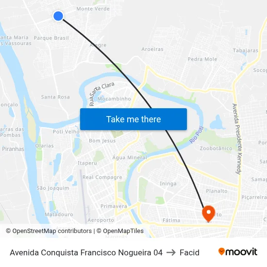 Avenida Conquista Francisco Nogueira 04 to Facid map